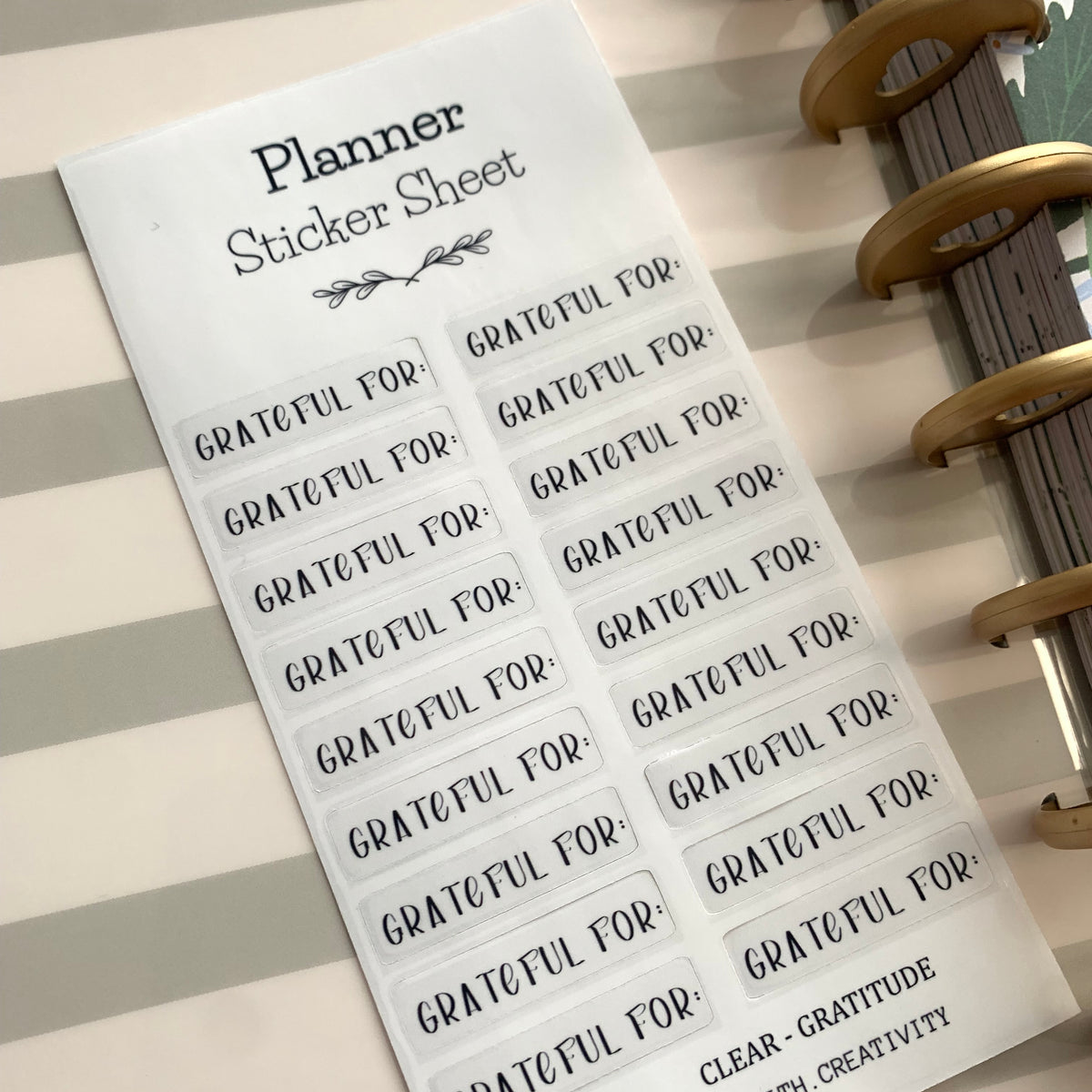 SCRIPT "GRATEFUL FOR" STICKER SHEET