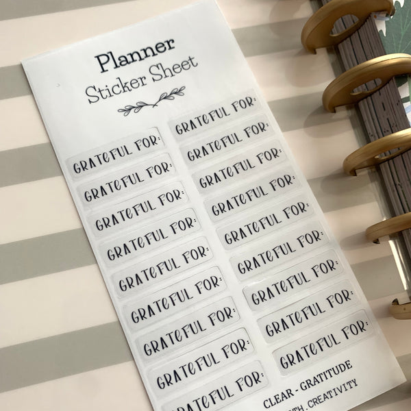 SCRIPT "GRATEFUL FOR" STICKER SHEET
