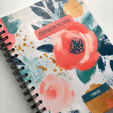 Abstract Blooms Personalized Hard Cover Spiral Sermon Notebook, Journal