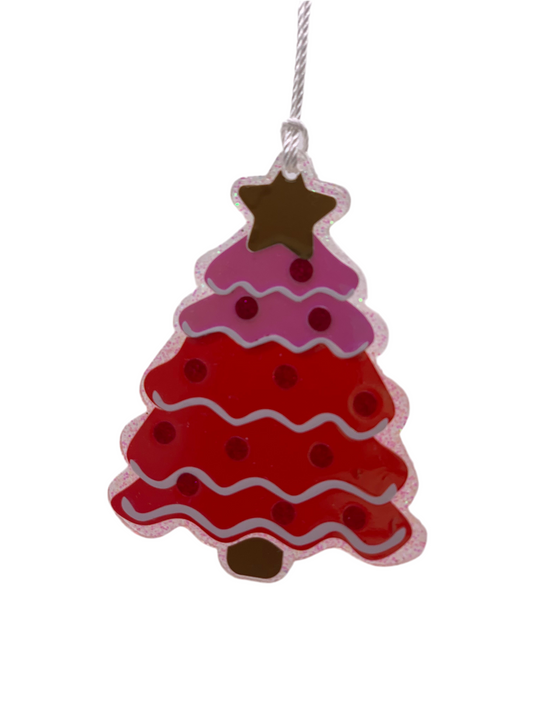 SHADES OF PINK TREE ACRYLIC ORNAMENT