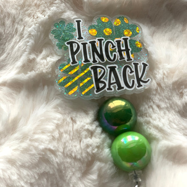 FUNNY I PINCH BACK ST.PATRICK'S DAY BADGE REEL