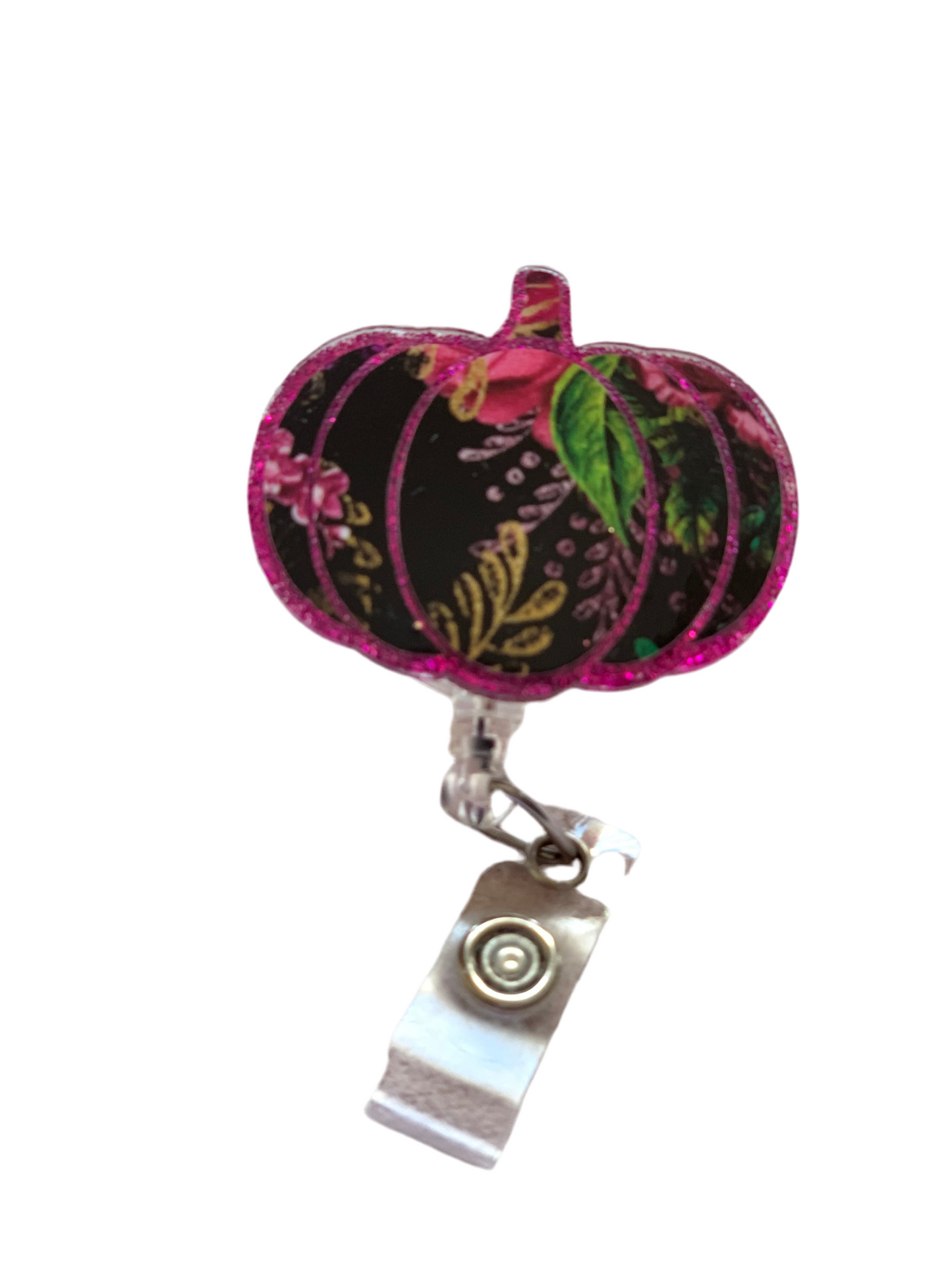 BLACK & PURPLE PUMPKIN ACRYLIC I.D BADGE REEL