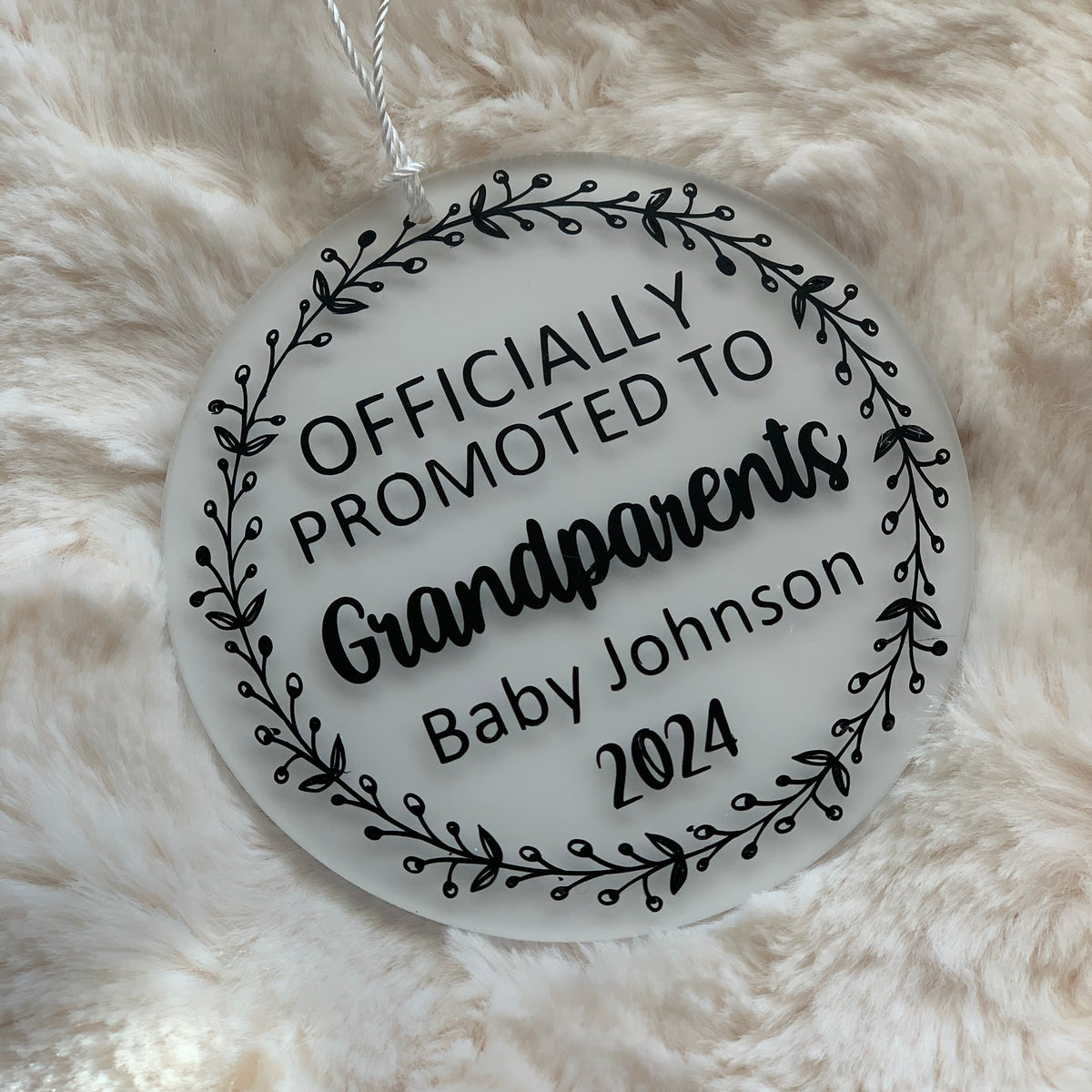 OFFICIALLY PROMOTED TO PREGNANCY ANNOUNCEMENT ACRYLIC ORNAMENT