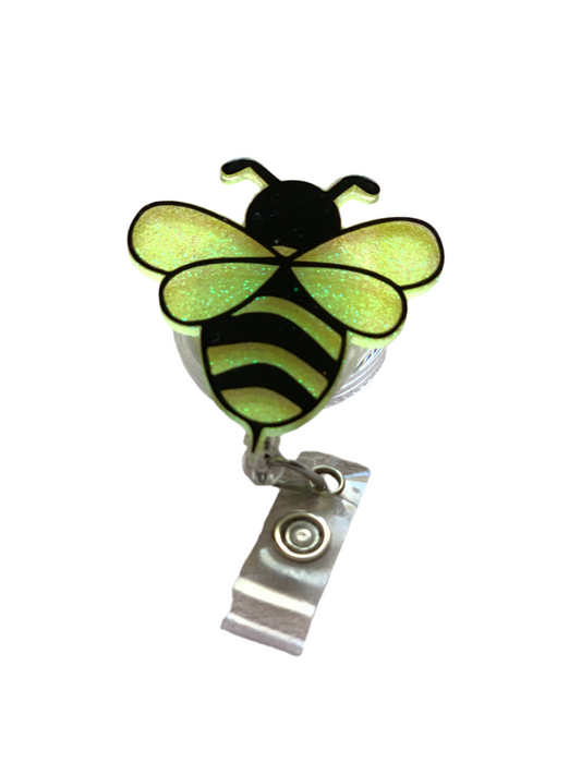 BLACK & YELLOW BEE ACRYLIC I.D BADGE REEL