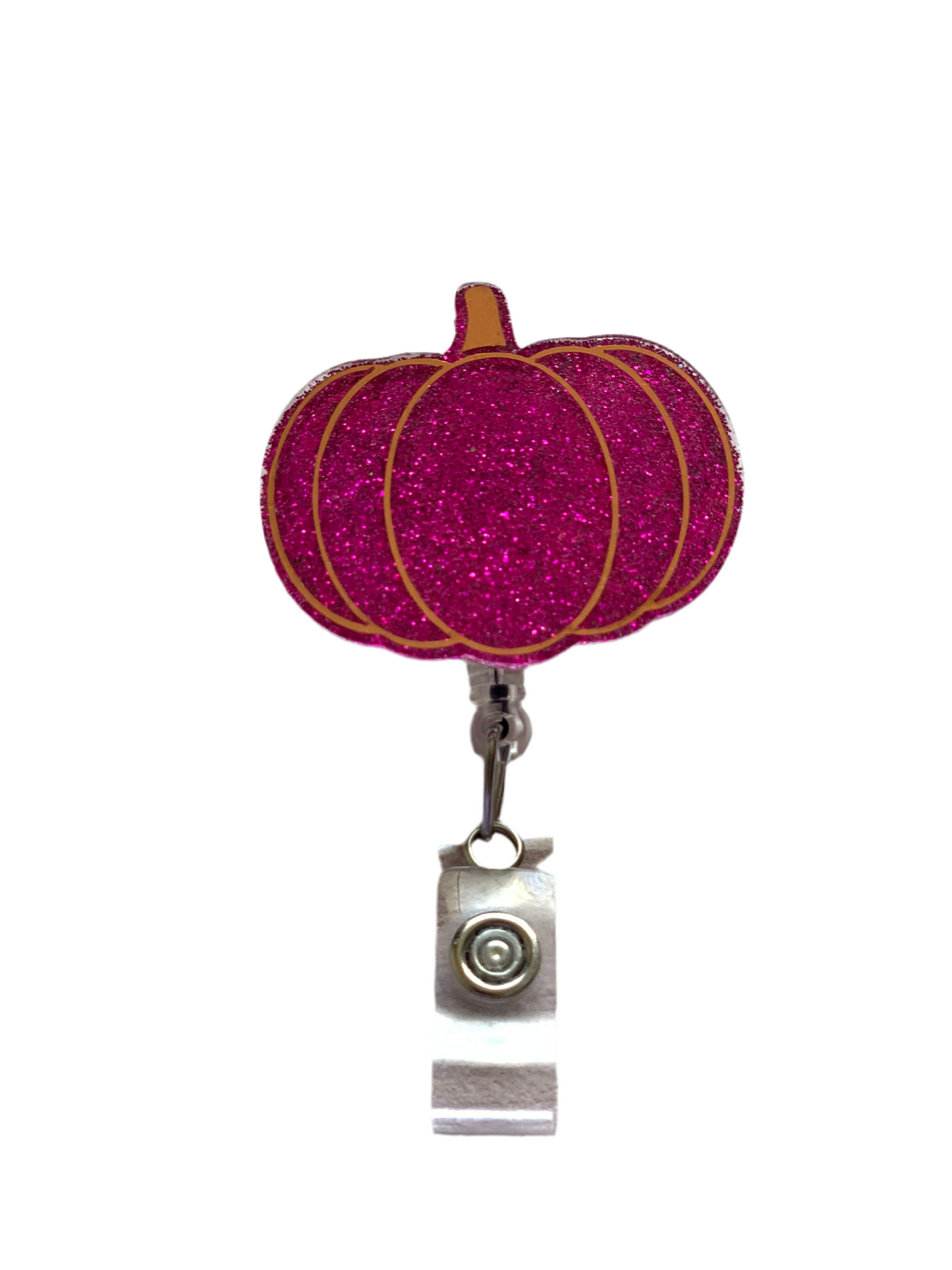 PURPLE & GOLD PUMPKIN ACRYLIC I.D BADGE REEL