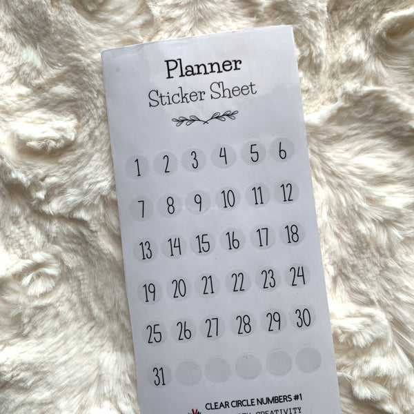 CLEAR NUMBER STICKER SHEETS