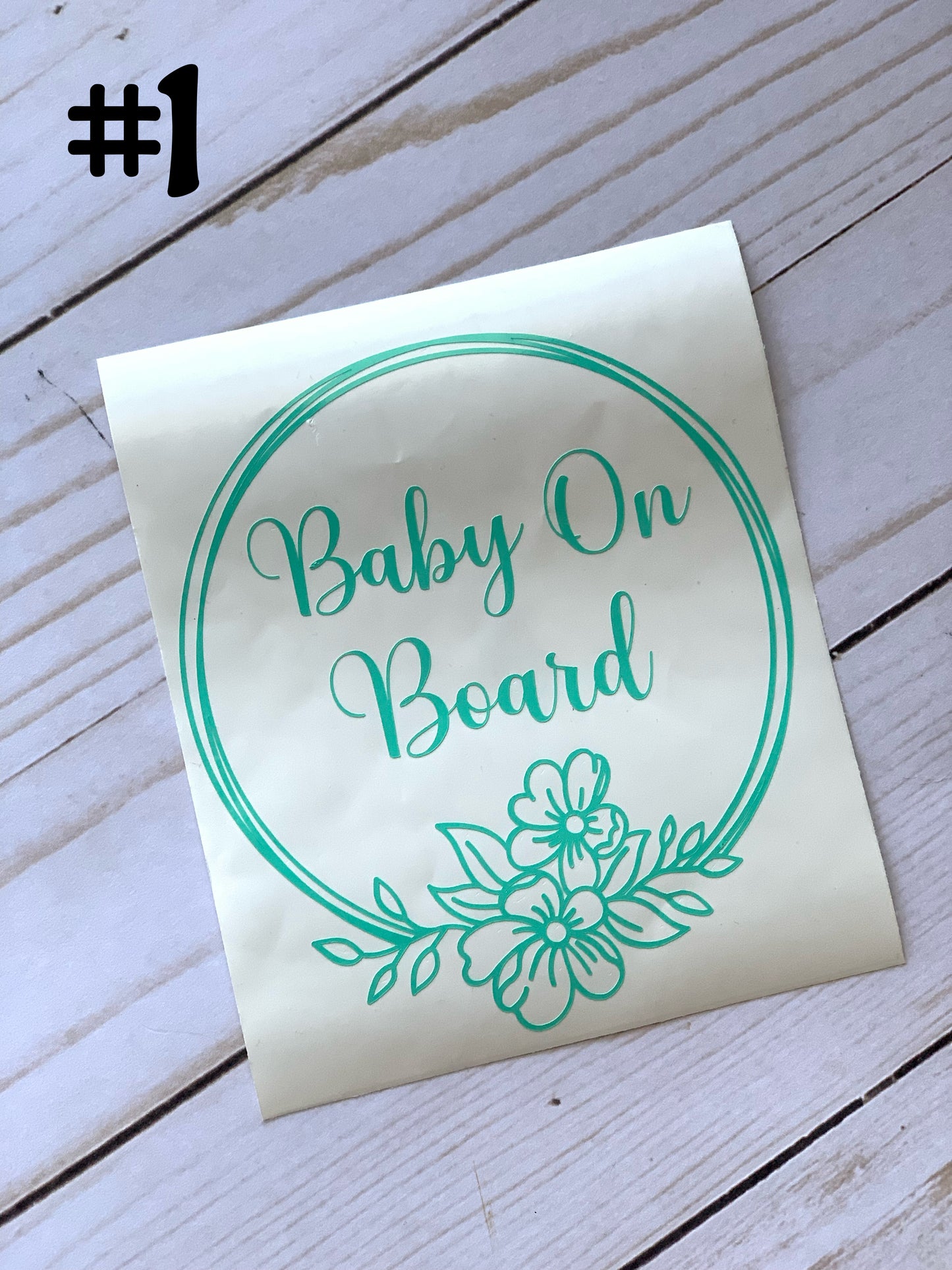 FLORAL BABY ON BOARD VINYL CAR DECAL