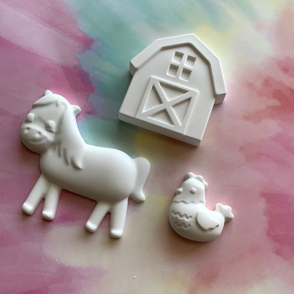 PAINT YOUR OWN FARM ANIMALS CERAMIC KIT, DIY POTTERY PAINTING ACTIVITY FOR KIDS AND ADULTS