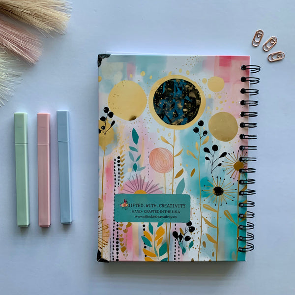 Whimsy Stems Personalized Hard Cover Spiral Notebook, Journal