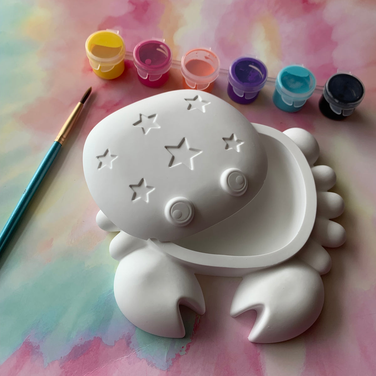 PAINT YOUR OWN CRAB TRINKET STORAGE CERAMIC- RESIN KIT, DIY POTTERY PAINTING ACTIVITY FOR KIDS AND ADULTS
