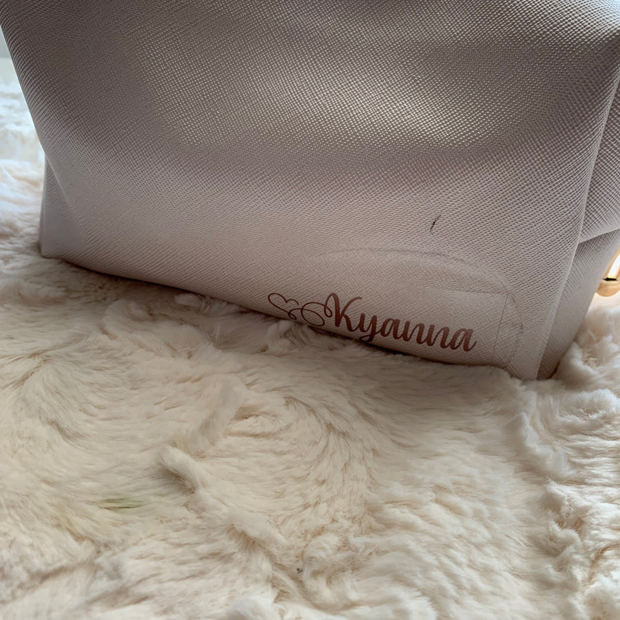 PERSONALZIED IVORY PU LEATHER POUCH, BAG