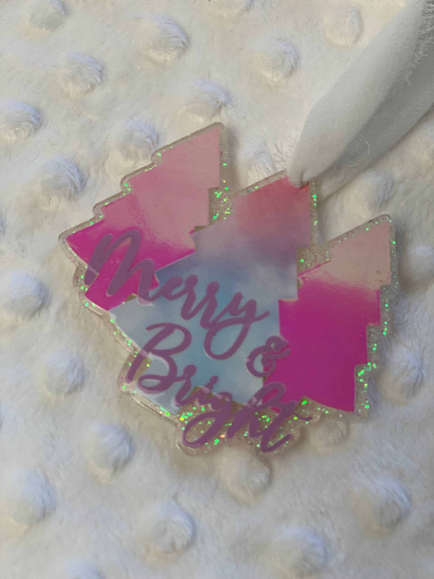 PINK & PURPLE MERRY& BRIGHT TREE ACRYLIC ORNAMENT