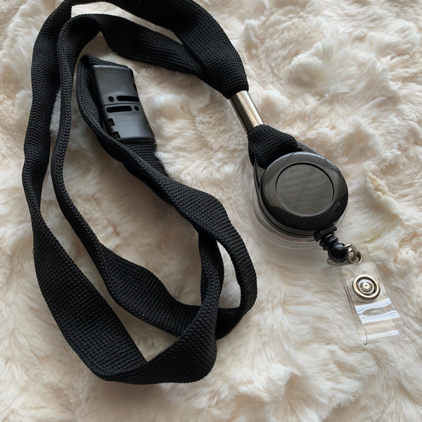 LONG BLACK RETRACTABLE BREAKAWAY LANYARD