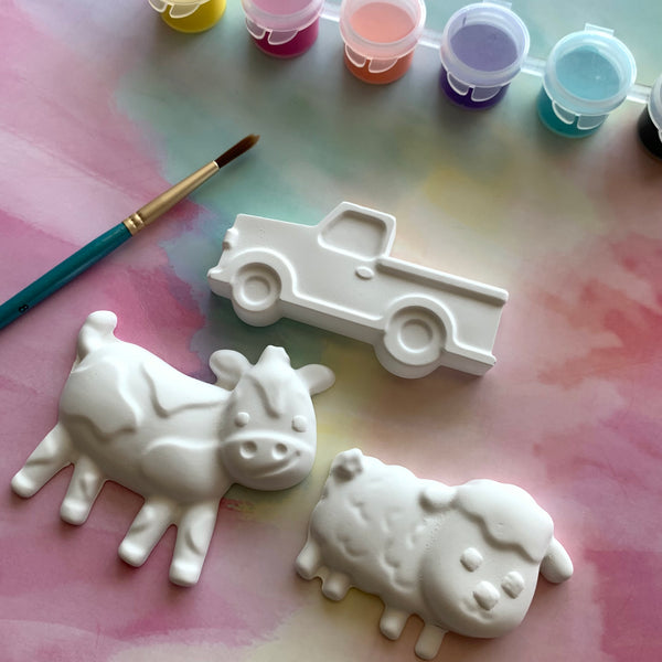 PAINT YOUR OWN FARM ANIMALS CERAMIC RESIN KIT, DIY PAINTING ACTIVITY FOR KIDS AND ADULTS