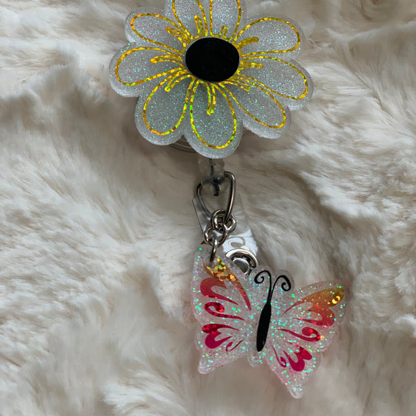 CUTE SPRING FLOWER DAISY BADGE REEL, HOLDER
