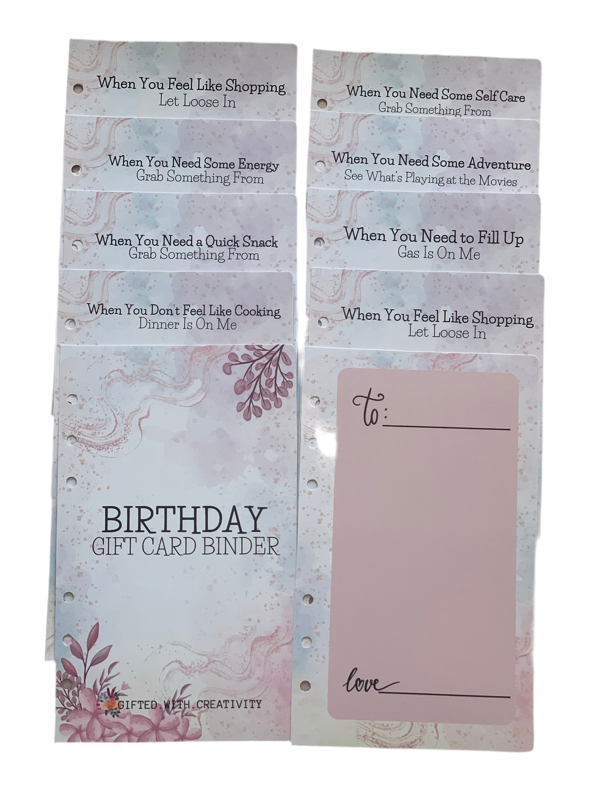 GIFT CARD BOOK, BINDER SETS Gifted.With.Creativity GIFT CARD BOOK, BINDER SETS Gifted.With.Creativity