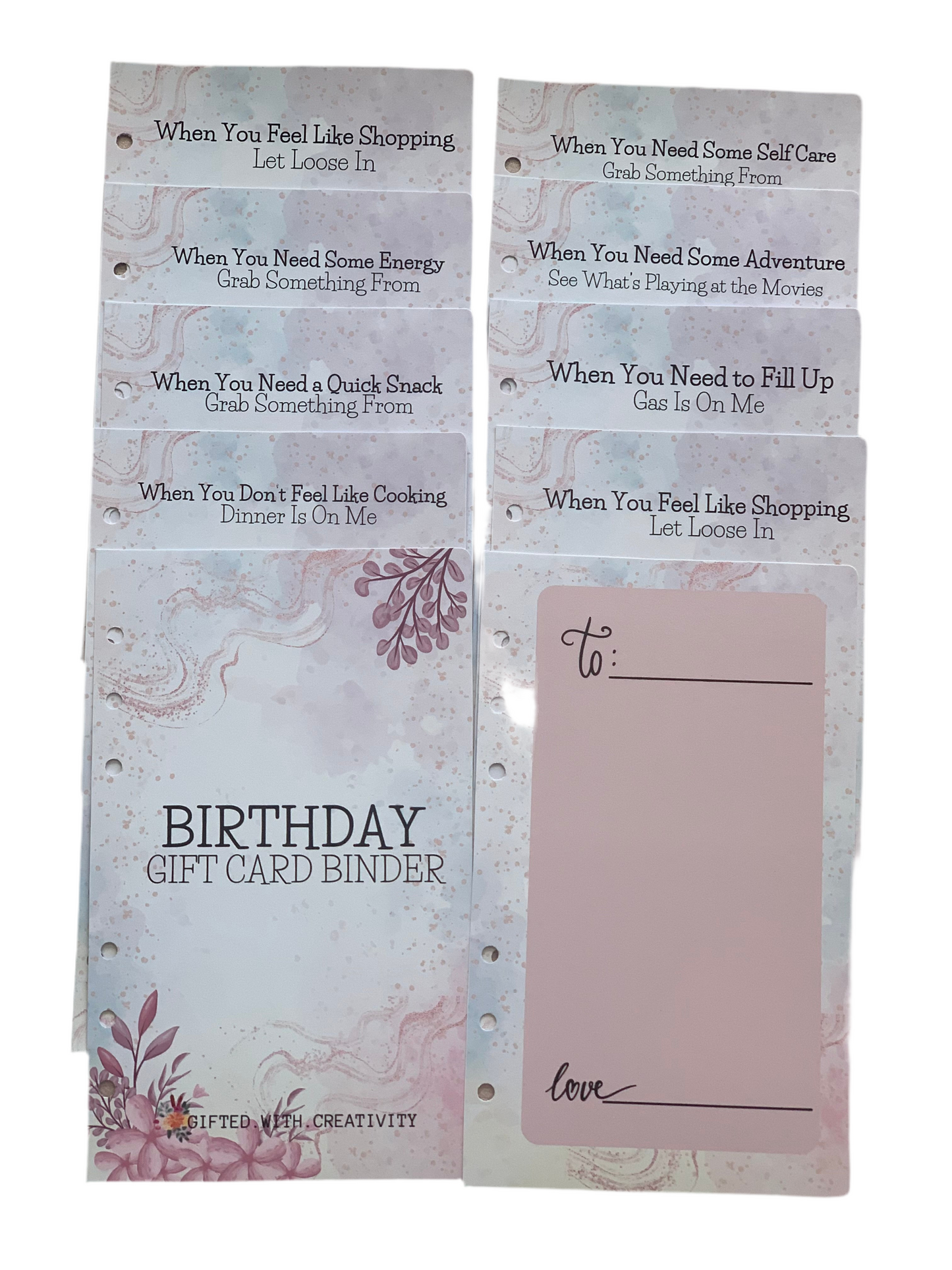 GIFT CARD BOOK, BINDER SETS