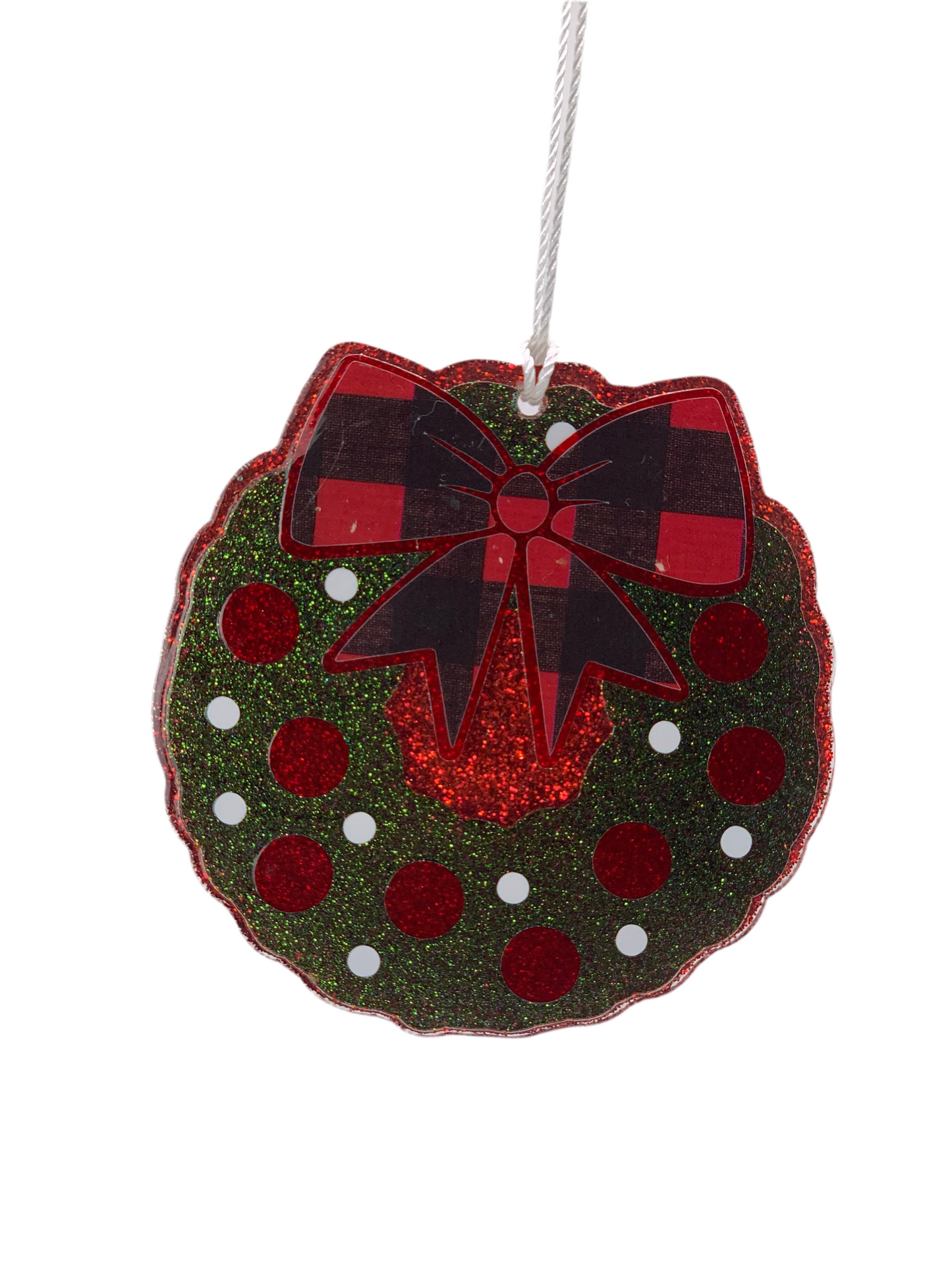 RED & GREEN WREATH ACRYLIC ORNAMENT