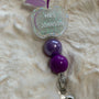 PURPLE PERSONALIZED TEACHER APPLE BADGE REEL, HOLDER