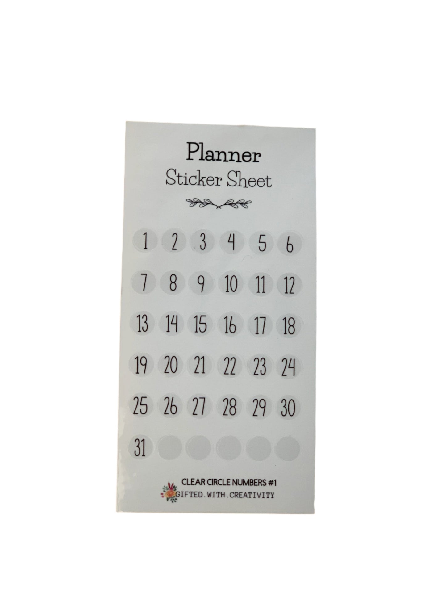 CLEAR NUMBER STICKER SHEETS