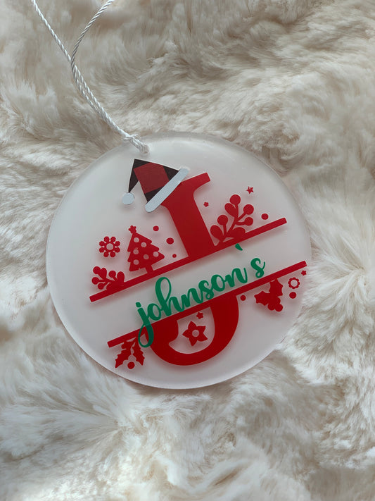 PERSONALIZED ACRYLIC LAST NAME, FAMILY ORNAMENT