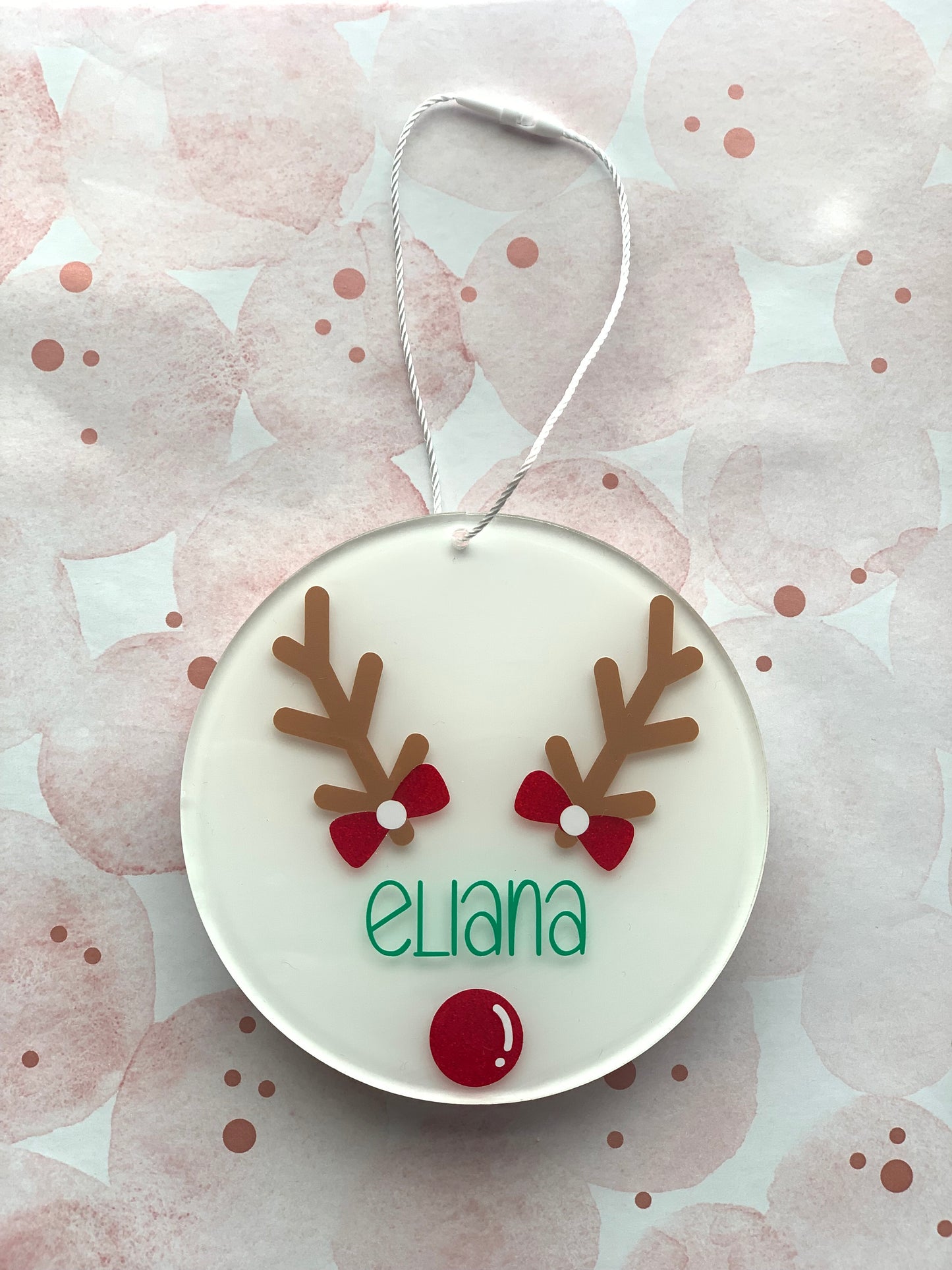 PERSONALIZED ACRYLIC REINDEER ORNAMENT FOR KIDS