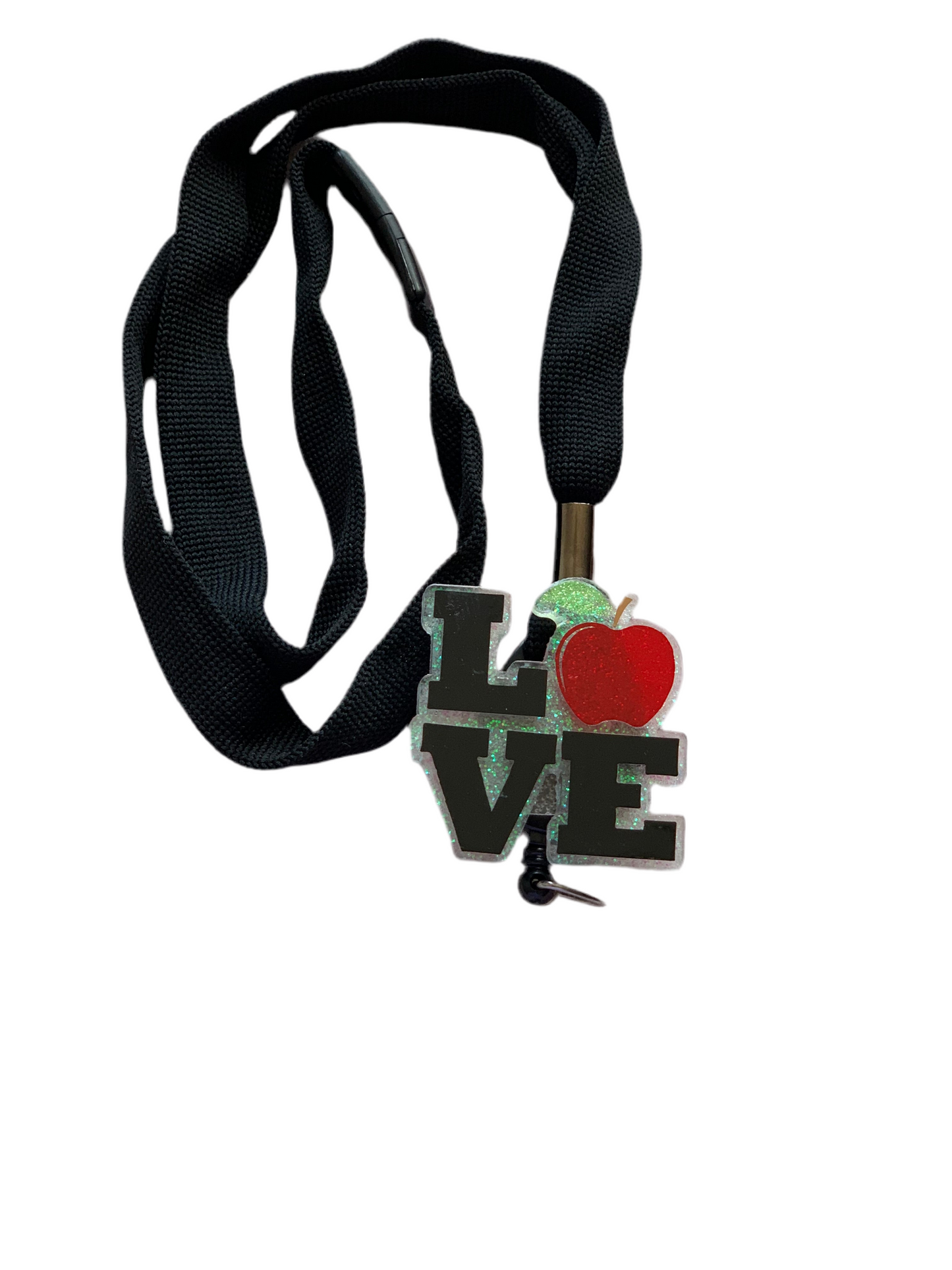 BLACK & RED LOVE TEACHING ACRYLIC I.D BADGE REEL