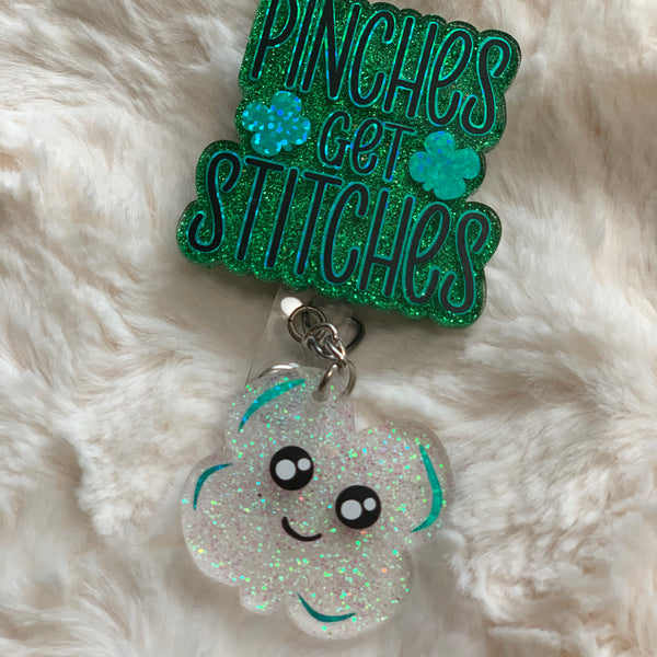 FUNNY PINCHES GET STITCHES ST. PATRICK’S DAY BADGE REEL, HOLDER