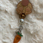 CUTE GOLD EASTER BUNNY, RABBIT BADGE REEL, HOLDER