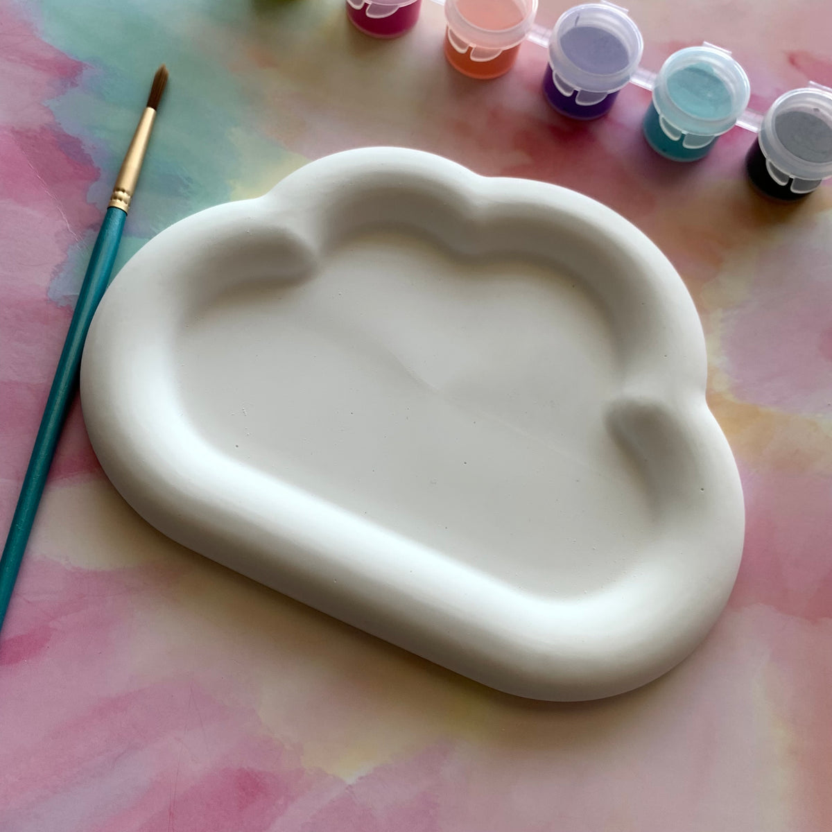 PAINT YOUR OWN CLOUD TRAY CERAMIC KIT, DIY POTTERY PAINTING ACTIVITY FOR KIDS AND ADULTS