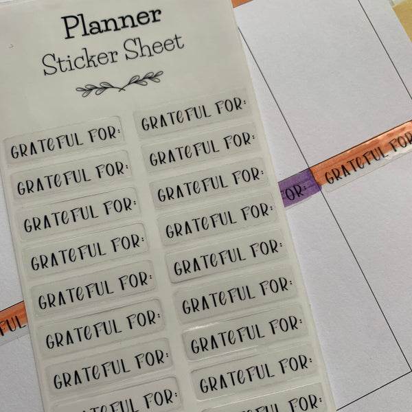 SCRIPT "GRATEFUL FOR" STICKER SHEET