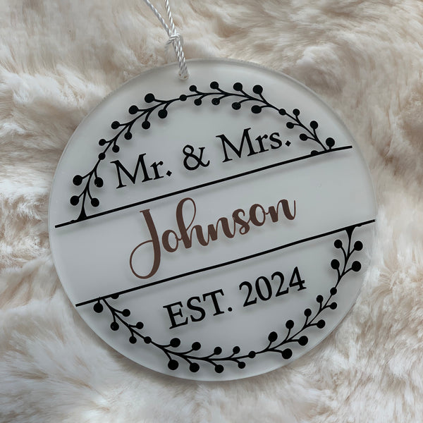 OUR FIRST CHRISTMAS AS MR. & MRS. PERSONALIZED ACRYLIC ORNAMENT