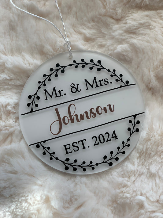 OUR FIRST CHRISTMAS AS MR. & MRS. PERSONALIZED ACRYLIC ORNAMENT