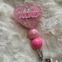 CUTE PINK XOXO VALENTINE’S DAY HEART BADGE REEL, HOLDER