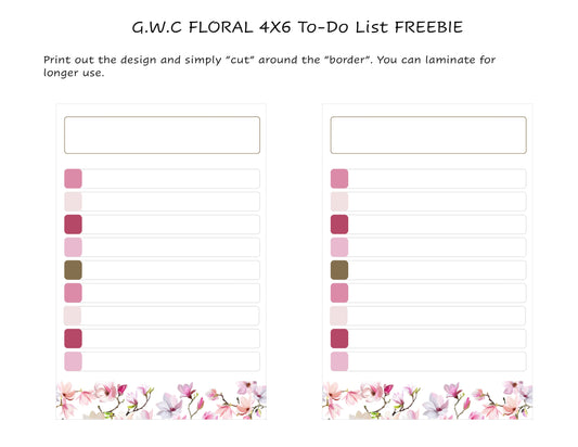 4x6 Floral To- Do List Printable Freebie