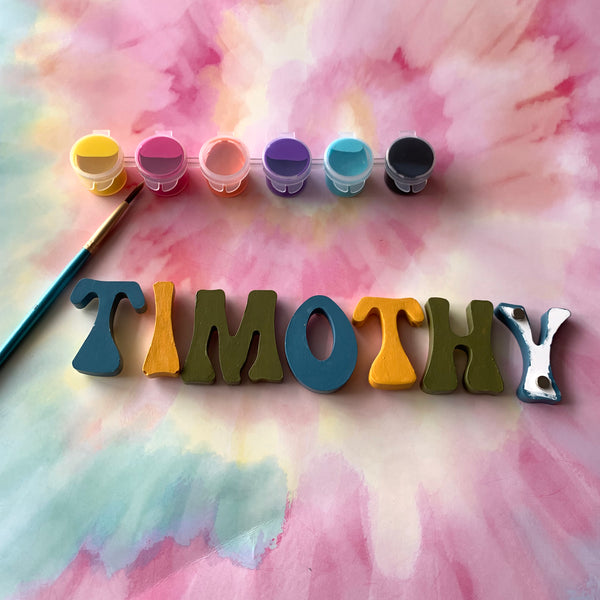 PAINT YOUR OWN CERAMIC NAME, LETTER MAGNET KIT, DIY POTTERY PAINTING ACTIVITY FOR KIDS AND ADULTS