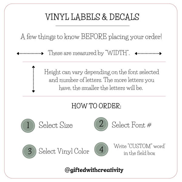 CUSTOM TEXT VINYL LABEL